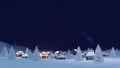 Cozy winter township at snowfall night 4K