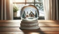 Cozy winter village snow globe. AI Generated Royalty Free Stock Photo