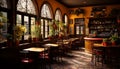 Cozy wood bar, modern design, illuminated with elegant lighting generated by AI Royalty Free Stock Photo