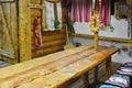 Traditional interior of an old wooden russian house Royalty Free Stock Photo