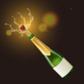 Vector champagne explosion bottle with liquid splash