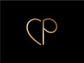 CP initial heart shape Gold colored logo