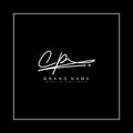 CP Initial Logo in Signature Style for Photography and Fashion Business - Hand Drawn Signature Logo Vector Royalty Free Stock Photo