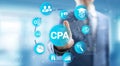 CPA Certified Public Accountant Audit Business concept on virtual screen.