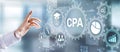 CPA certified public accountant audit financial business concept. Businessman pressing button.