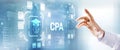CPA certified public accountant audit financial business concept. Businessman pressing button.