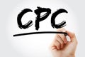 CPC - Cost Per Click acronym with marker, concept background