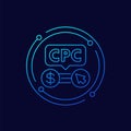 CPC icon, cost per click linear design