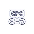 CPC line icon, cost per click