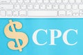 CPC message with gray keyboard with a dollar sign Royalty Free Stock Photo