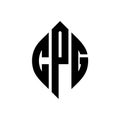 CPG circle letter logo design with circle and ellipse shape. CPG ellipse letters with typographic style. The three initials form a Royalty Free Stock Photo