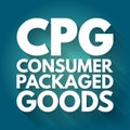 CPG - Consumer Packaged Goods acronym, business concept background