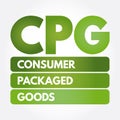 CPG - Consumer Packaged Goods acronym concept