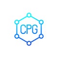 CPG icon on white, Consumer Packaged Goods