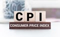 CPI Consumer Price Index definition acronym on blue Royalty Free Stock Photo