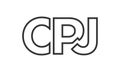 CPJ logo design template with strong and modern bold text. Initial based vector logotype featuring simple and minimal typography.