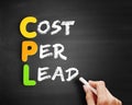 CPL - Cost Per Lead acronym on blackboard Royalty Free Stock Photo