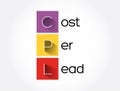CPL - Cost Per Lead acronym, business concept background
