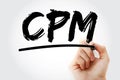 CPM - Cost Per Mile acronym with marker, concept background