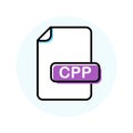 CPP file format, extension color line icon Royalty Free Stock Photo