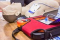 Cpr with aed training and blur background
