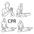 CPR demonstration first aid vector illustration sketch hand draw Royalty Free Stock Photo