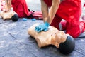 CPR. First aid training concept. Cardiac massage. Royalty Free Stock Photo