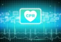 CPR sign on virtual screen