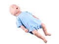 Cpr traning infant dummy on white Royalty Free Stock Photo