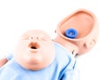 Cpr traning infant dummy on white Royalty Free Stock Photo