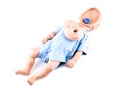Cpr traning infant dummy on white Royalty Free Stock Photo