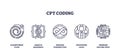 CPT coding icons depict algorithmic flow, genetic blueprint, and endless ...