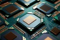 CPU assembly Array of central processor units on isolated backdrop