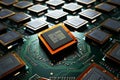 CPU assembly Array of central processor units on isolated backdrop