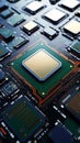 CPU assembly Array of central processor units on isolated backdrop