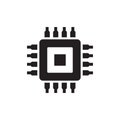 CPU - black icon on white background vector illustration for website, mobile application, presentation, infographic. Computer chip Royalty Free Stock Photo