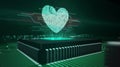 CPU on board with heart hologram