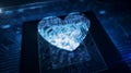 CPU on board with heart symbol hologram display