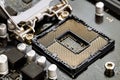 CPU (Central Computer Processor) socket closeup view Royalty Free Stock Photo