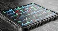 CPU Chip Analysis Data Waves on Microprocessor, AI Concept Royalty Free Stock Photo