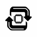 CPU Chip with Circular Arrows Icon Royalty Free Stock Photo