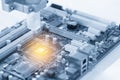 The CPU chip on computer main board. Royalty Free Stock Photo