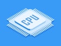 CPU chip, Computer processor icon. Isometric template for web design in flat 3D style. Vector illustration