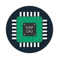 Cpu chip. Icon of microchip. Semiconductor icon. Processor of computer. Illustration for technology, hardware and memory. Royalty Free Stock Photo