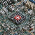 CPU chip with medical cross Royalty Free Stock Photo