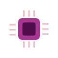 Cpu chip technology vector icon computer electronic processor hardware board. Microchip cpu datum chip tech equipment PC component Royalty Free Stock Photo