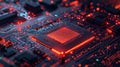 Cpu circuit board glowing red processing data concept Royalty Free Stock Photo
