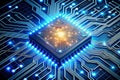 CPU on Circuit Board, High-Tech, Powered, Background Electronic System Royalty Free Stock Photo