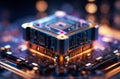 CPU, close up of central processing unit and circuits of advanced technology Royalty Free Stock Photo