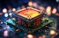 CPU, close up of central processing unit and circuits of advanced technology Royalty Free Stock Photo